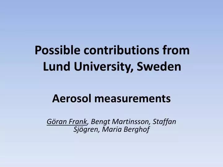 possible contributions from lund university sweden