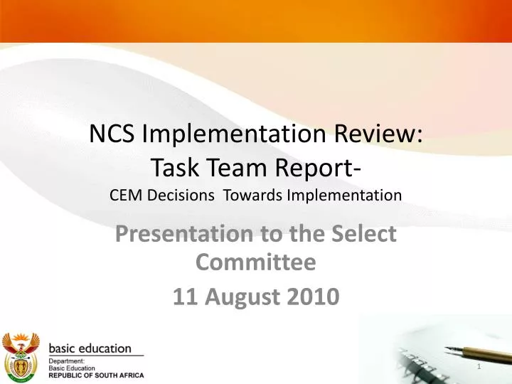 ncs implementation review task team report cem decisions towards implementation