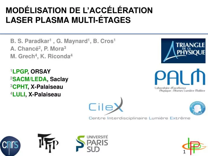 mod lisation de l acc l ration laser plasma multi tages