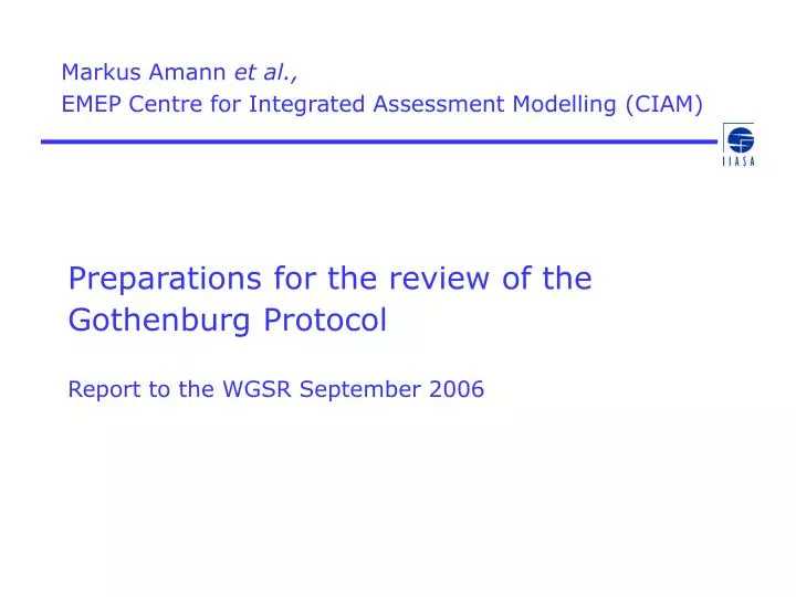 preparations for the review of the gothenburg protocol report to the wgsr september 2006