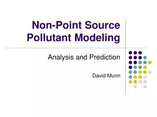 Non-Point Source Pollutant Modeling