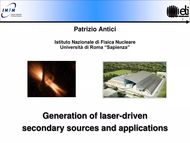 generation of laser driven secondary sources and applications