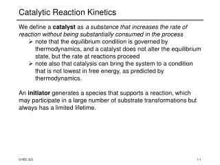 Catalytic Reaction Kinetics