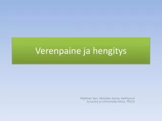 verenpaine ja hengitys