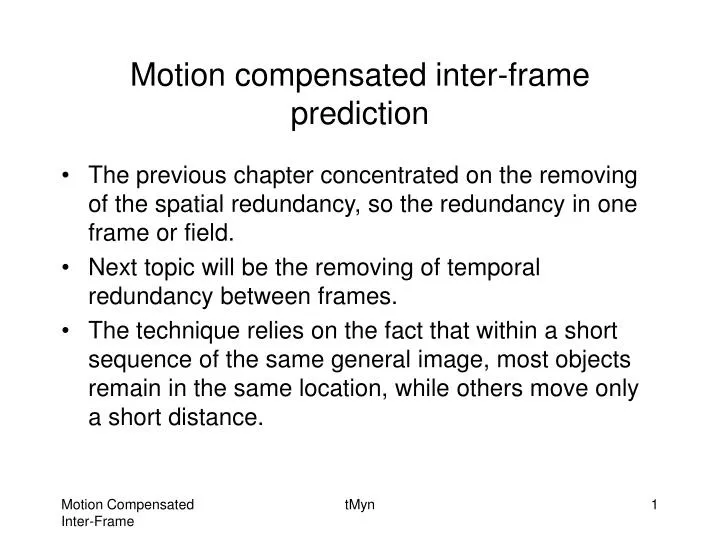 motion compensated inter frame prediction