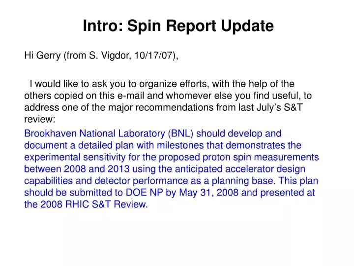 intro spin report update