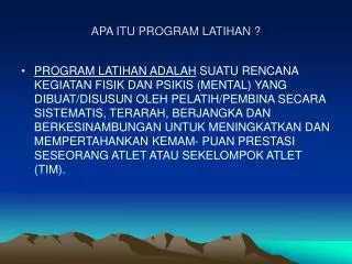 apa itu program latihan