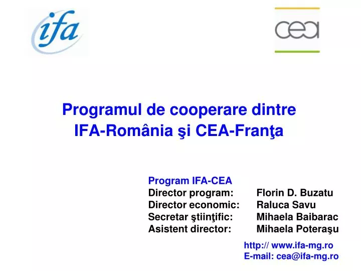 programul de cooperare dintre ifa rom nia i cea fran a