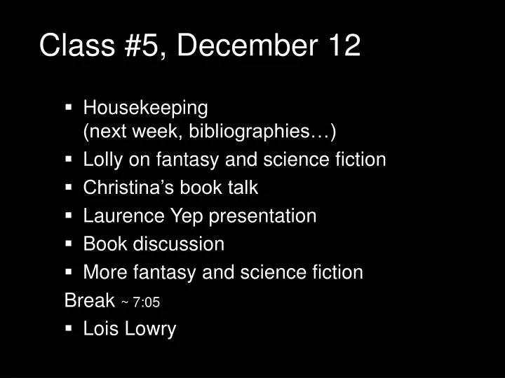 class 5 december 12