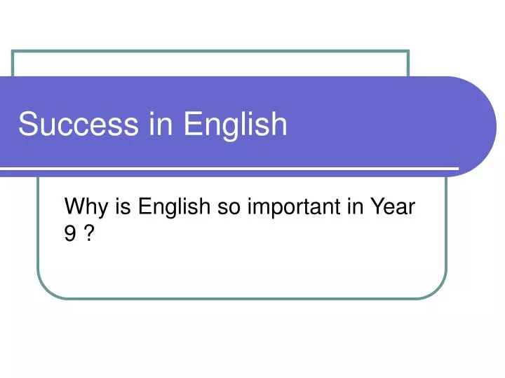 success in english