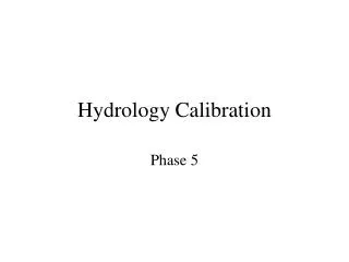 Hydrology Calibration