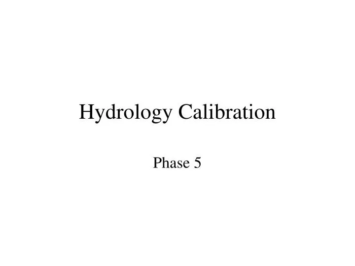 hydrology calibration