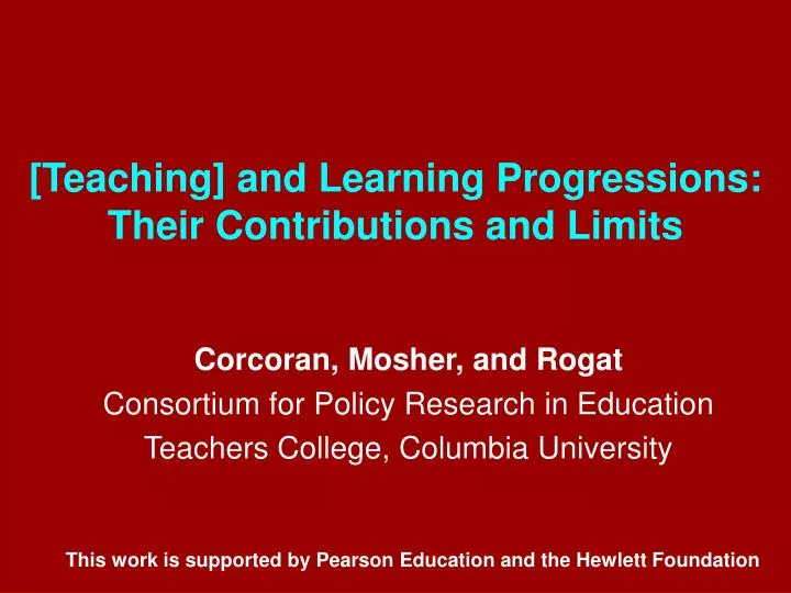 teaching and learning progressions their contributions and limits