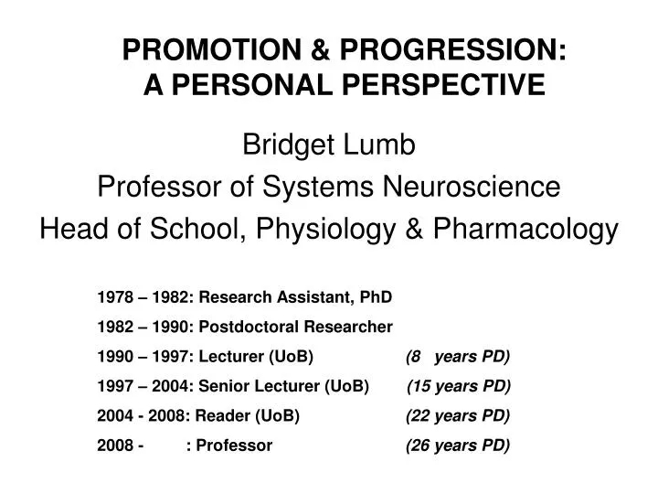 promotion progression a personal perspective