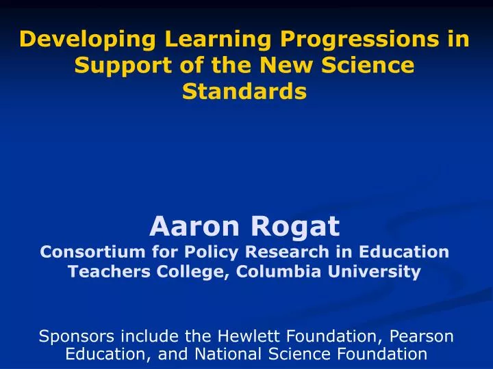 sponsors include the hewlett foundation pearson education and national science foundation