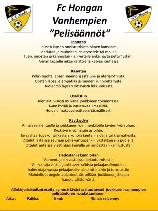 fc hongan vanhempien pelis nn t