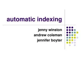 automatic indexing