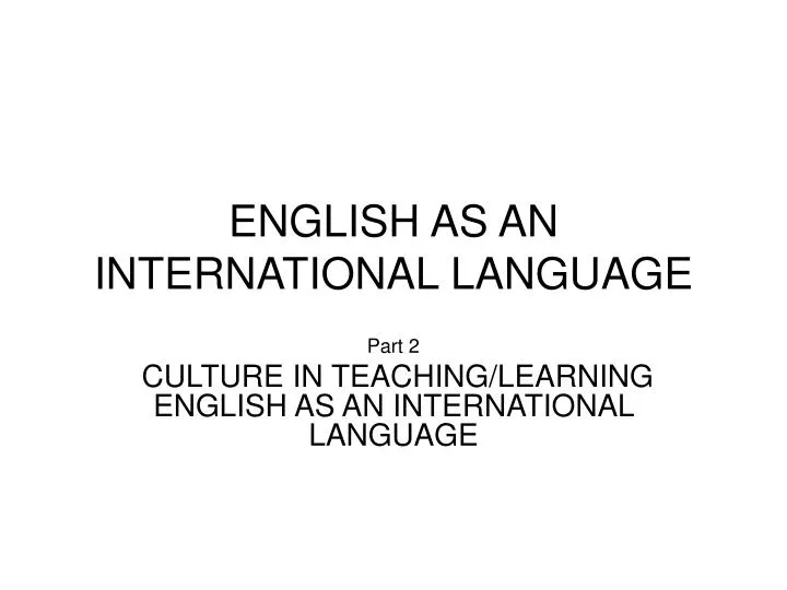 english as an international language