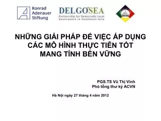 nh ng gi i ph p vi c p d ng c c m h nh th c ti n t t mang t nh b n v ng