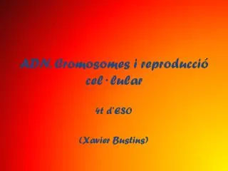 ADN. Cromosomes i reproducció cel·lular