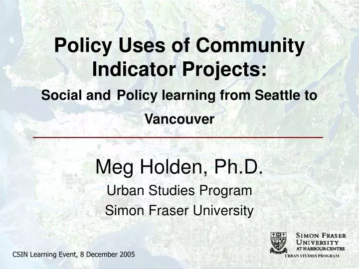 policy uses of community indicator projects social and policy learning from seattle to vancouver