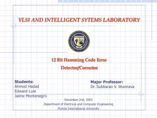December 2nd, 2003 Department of Electrical and Computer Engineering