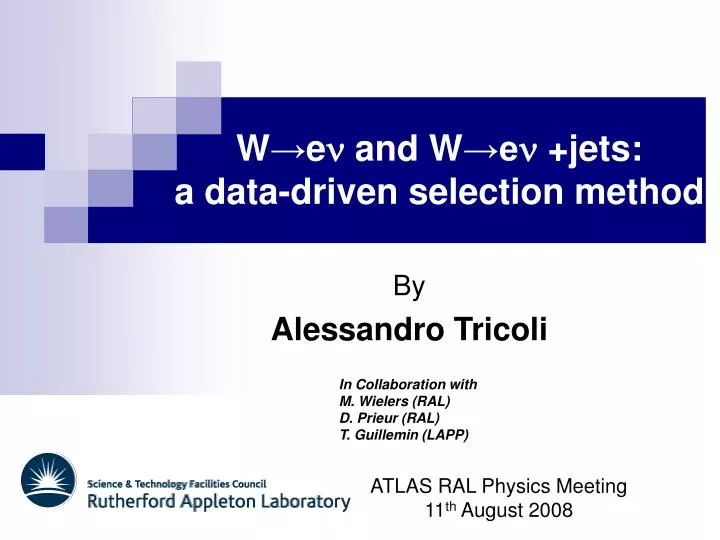 w e n and w e n jets a data driven selection method