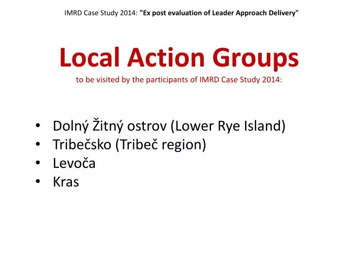 imrd case study 2014 ex post evaluation of leader approach delivery