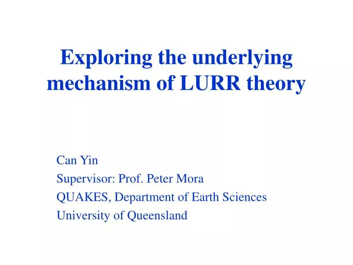 exploring the underlying mechanism of lurr theory
