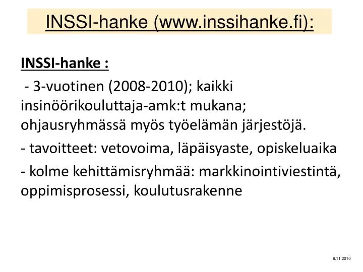 inssi hanke www inssihanke fi