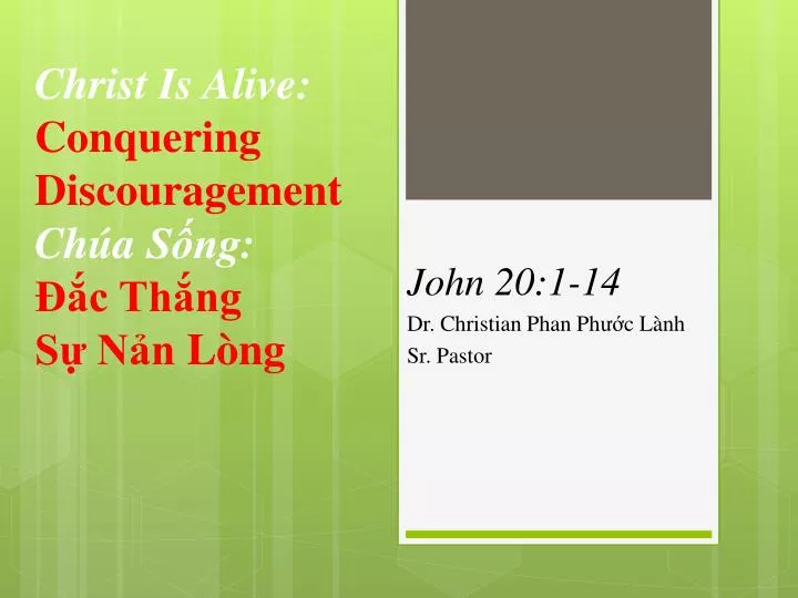 christ is alive conquering discouragement ch a s ng c th ng s n n l ng