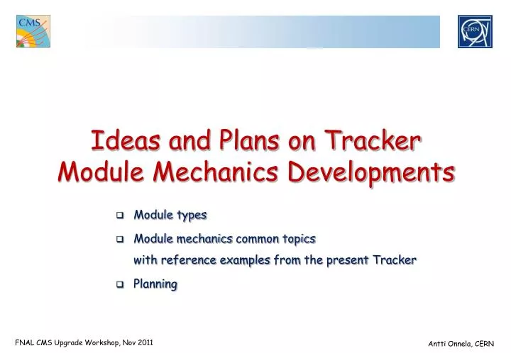 ideas and plans on tracker module mechanics developments