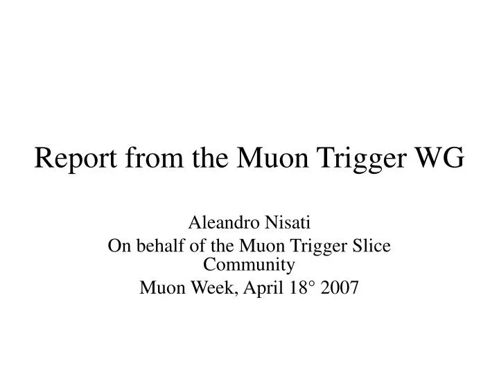 report from the muon trigger wg