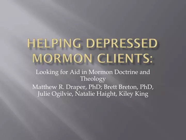 helping depressed mormon clients