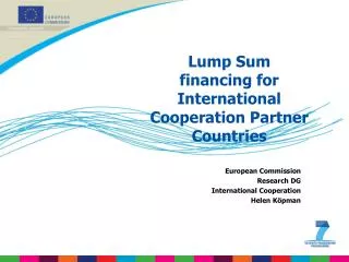 Lump Sum financing for International Cooperation Partner Countries