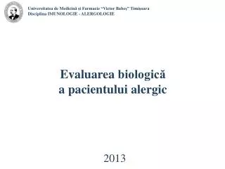evaluarea biologic a pacientului alergic