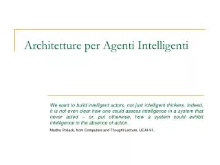 Architetture per Agenti Intelligenti