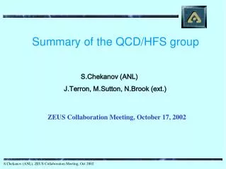 Summary of the QCD/HFS group