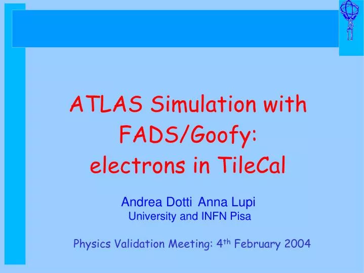 atlas simulation with fads goofy electrons in tilecal
