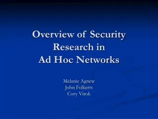 overview of security research in ad hoc networks