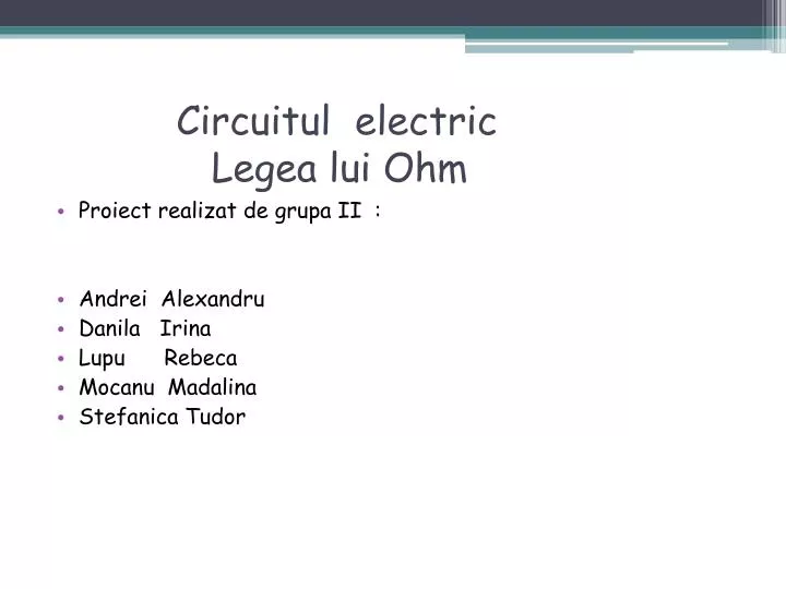 circuitul electric legea lui ohm