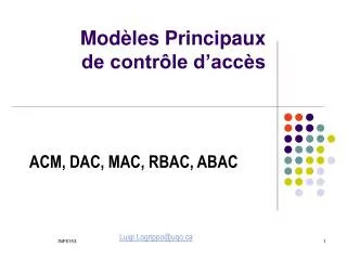 mod les principaux de contr le d acc s