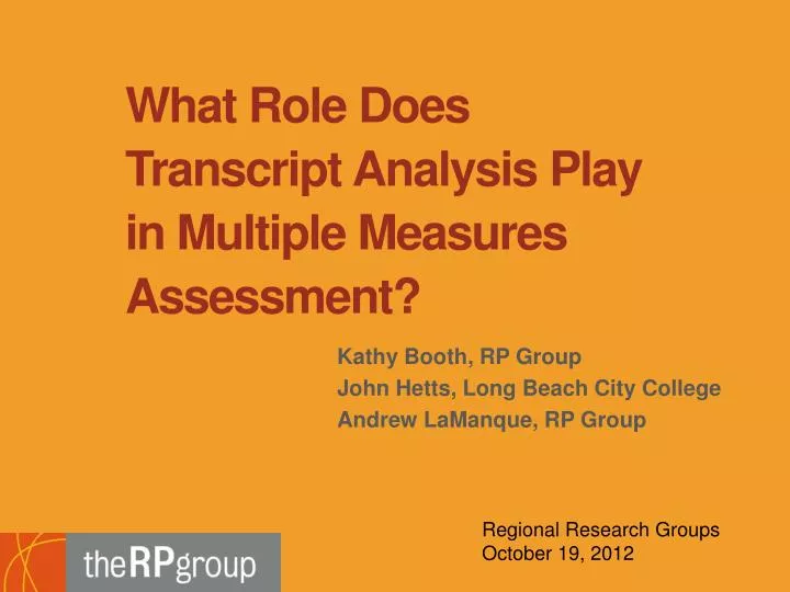 what role does transcript analysis play in multiple measures assessment