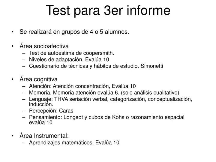 test para 3er informe