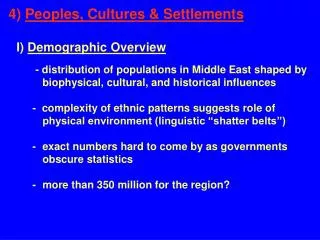 4) Peoples, Cultures &amp; Settlements