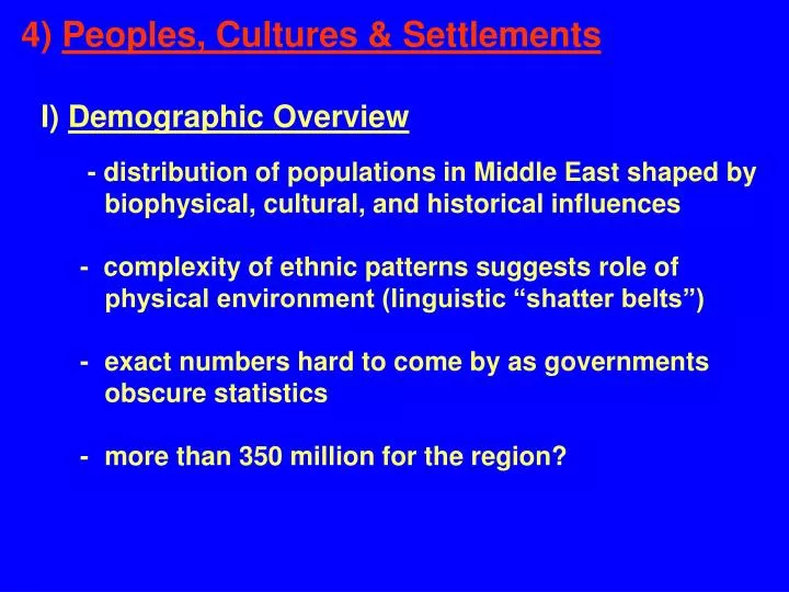 4 peoples cultures settlements