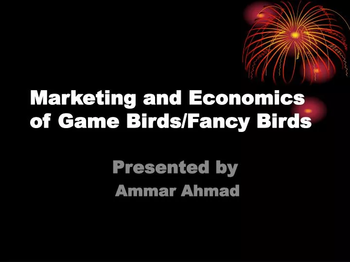 marketing and economics of game birds fancy birds