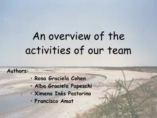 An overview of the activities of our team