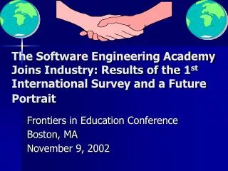 Frontiers in Education Conference Boston, MA November 9, 2002