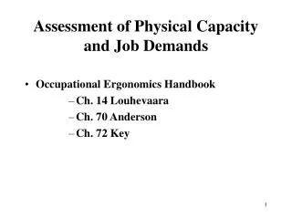 Assessment of Physical Capacity and Job Demands